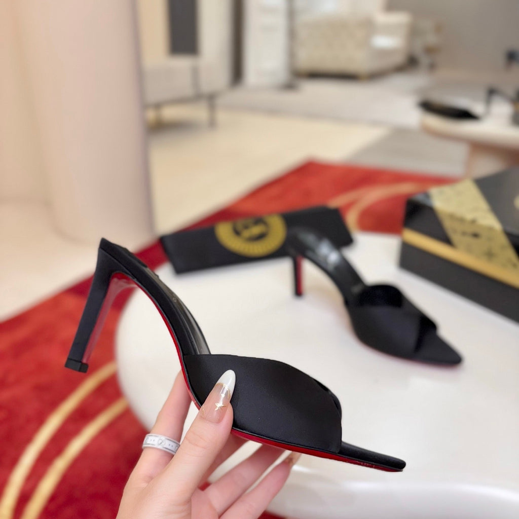 Elegant peep-toe high-heeled mules – 8.5cm heel