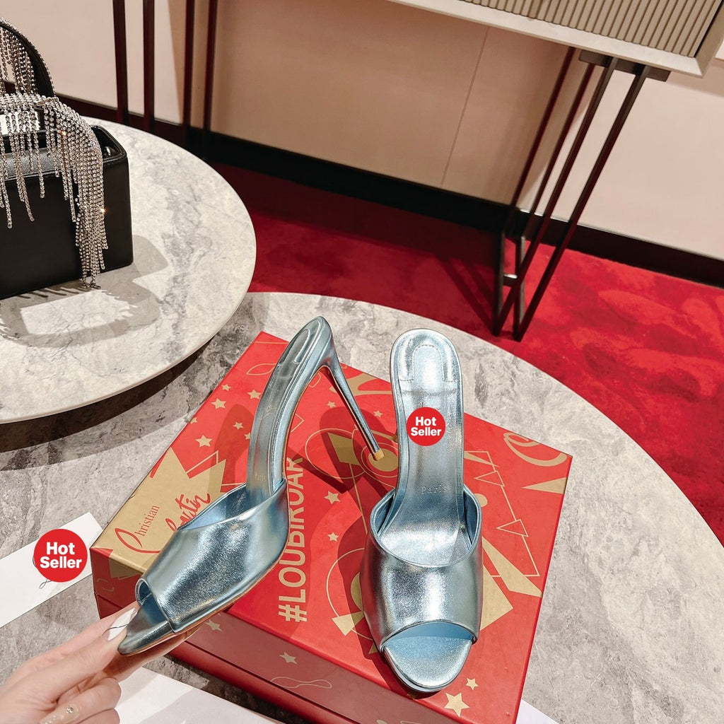 Peep-toe high-heeled mules (10cm heel)
