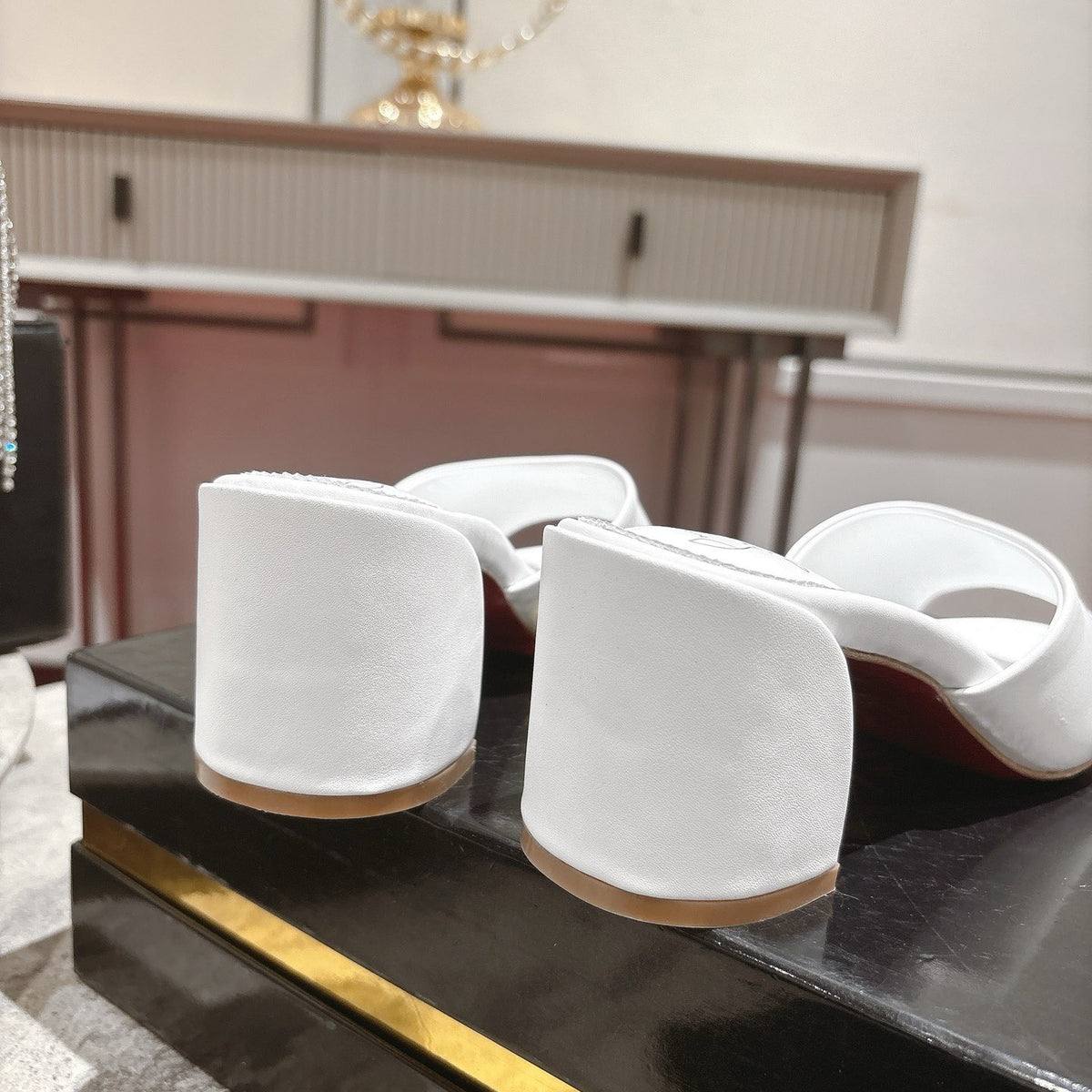 White block-heel mules (5.5cm heel)