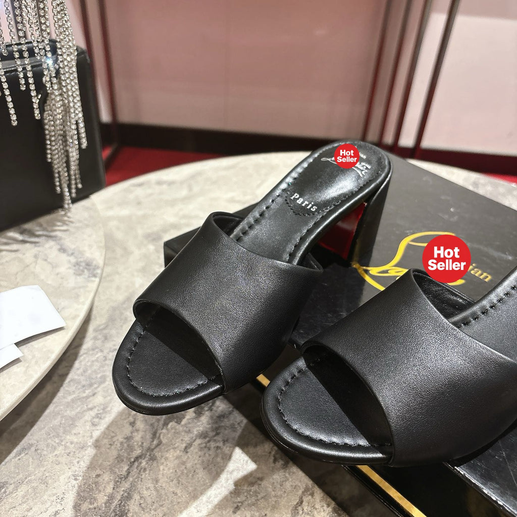 Black block-heel mules (5.5cm heel)