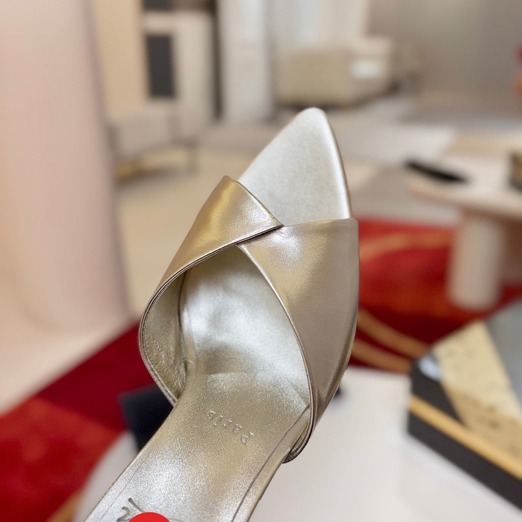 Elegant peep-toe high-heeled mules – 8.5cm heel