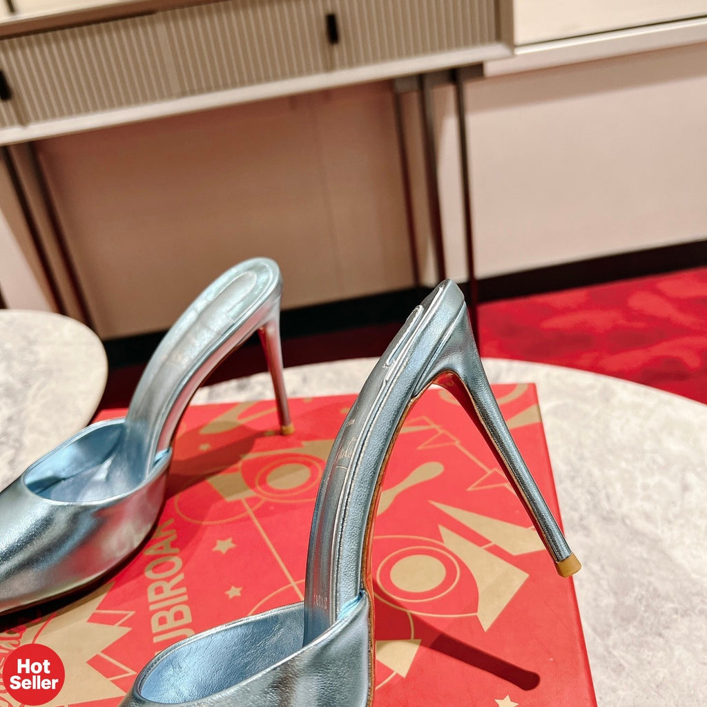 Peep-toe high-heeled mules (10cm heel)