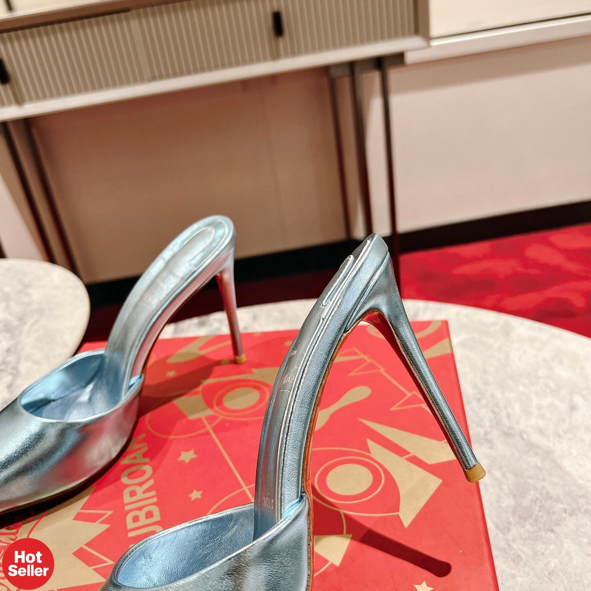 Peep-toe high-heeled mules (10cm heel)
