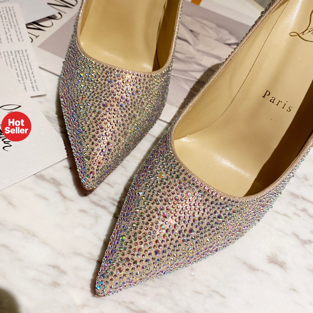 Starry Silver Full-Crystal High Heels (10cm Heel)