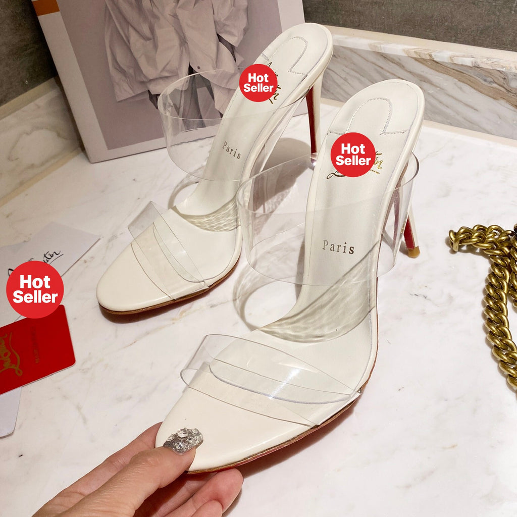 Clear high-heeled mules – 10cm heel