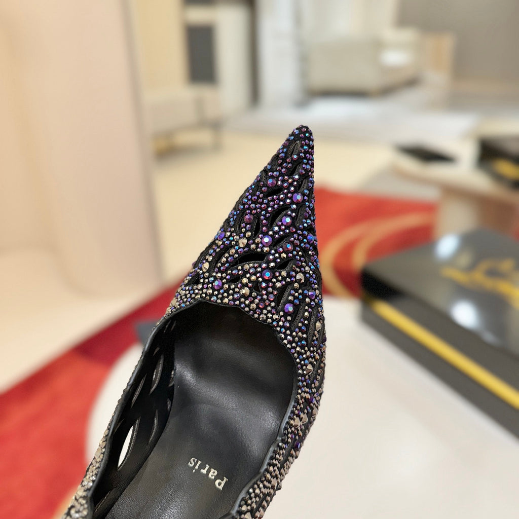 Cut-out pavé-set high heels, 10cm heel