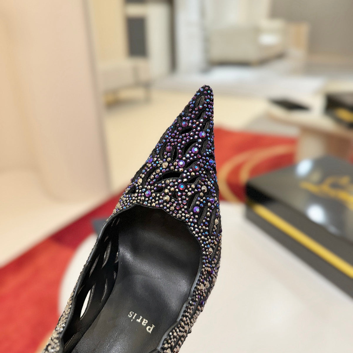 Cut-out pavé-set high heels, 10cm heel