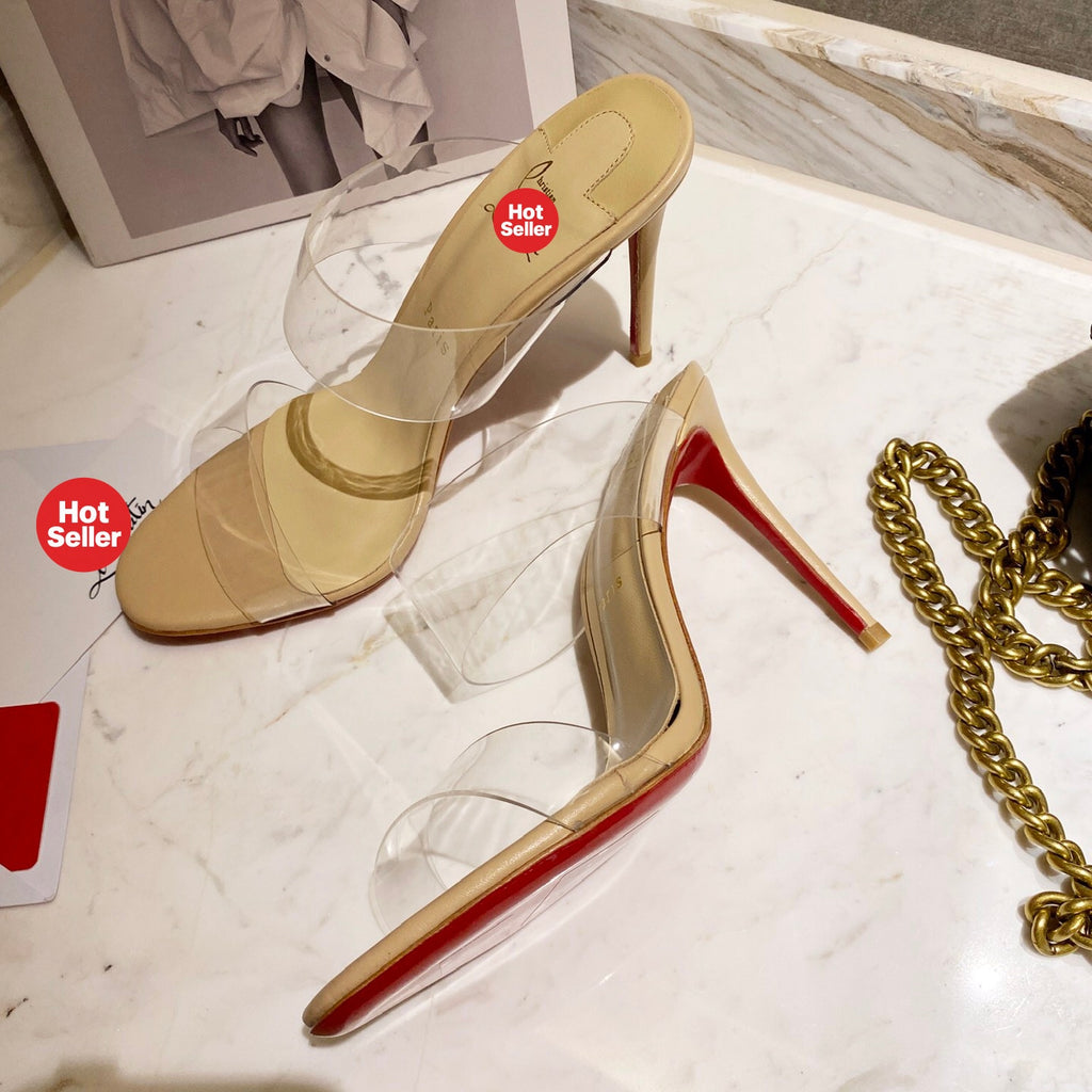 Clear high-heeled mules – 10cm heel
