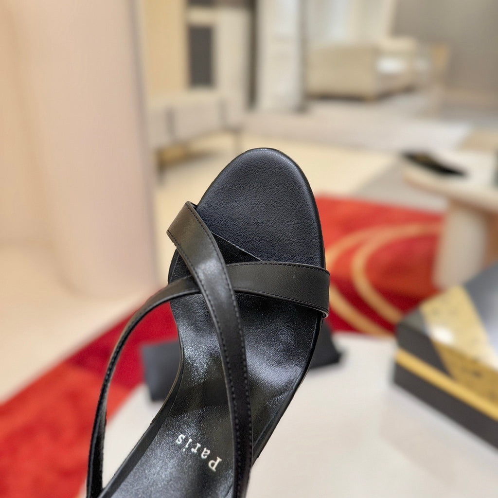 Criss-cross strap high-heeled mules (10cm heel)