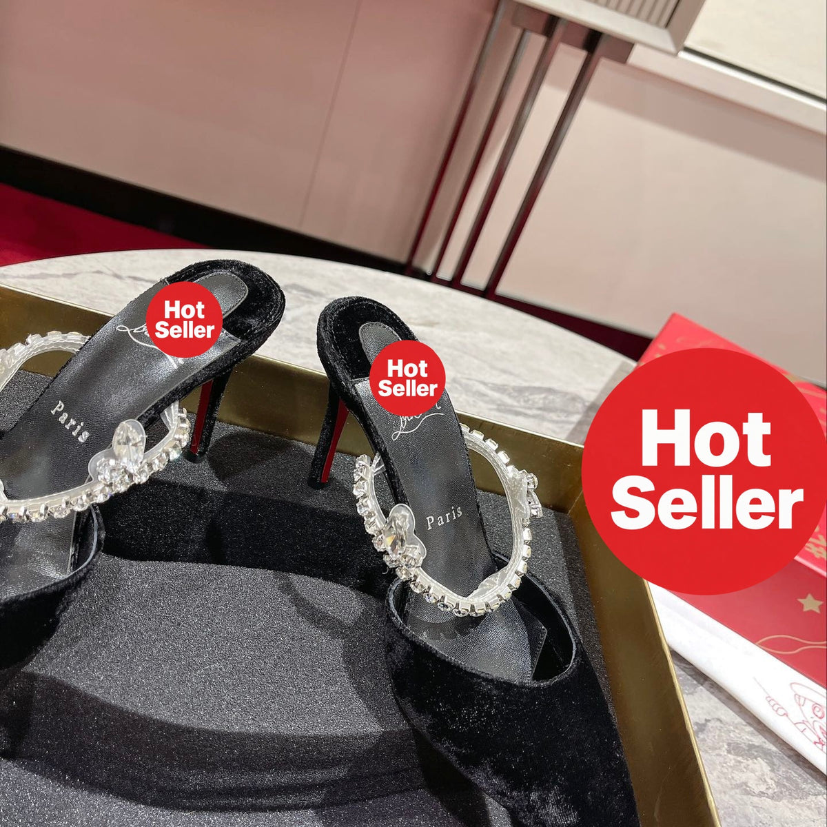 Chain-detail high-heeled mules (10cm heel)