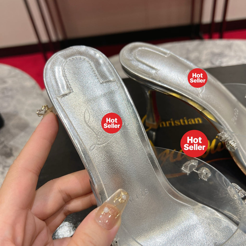 Crystal-embellished high-heeled slides (10cm heel)