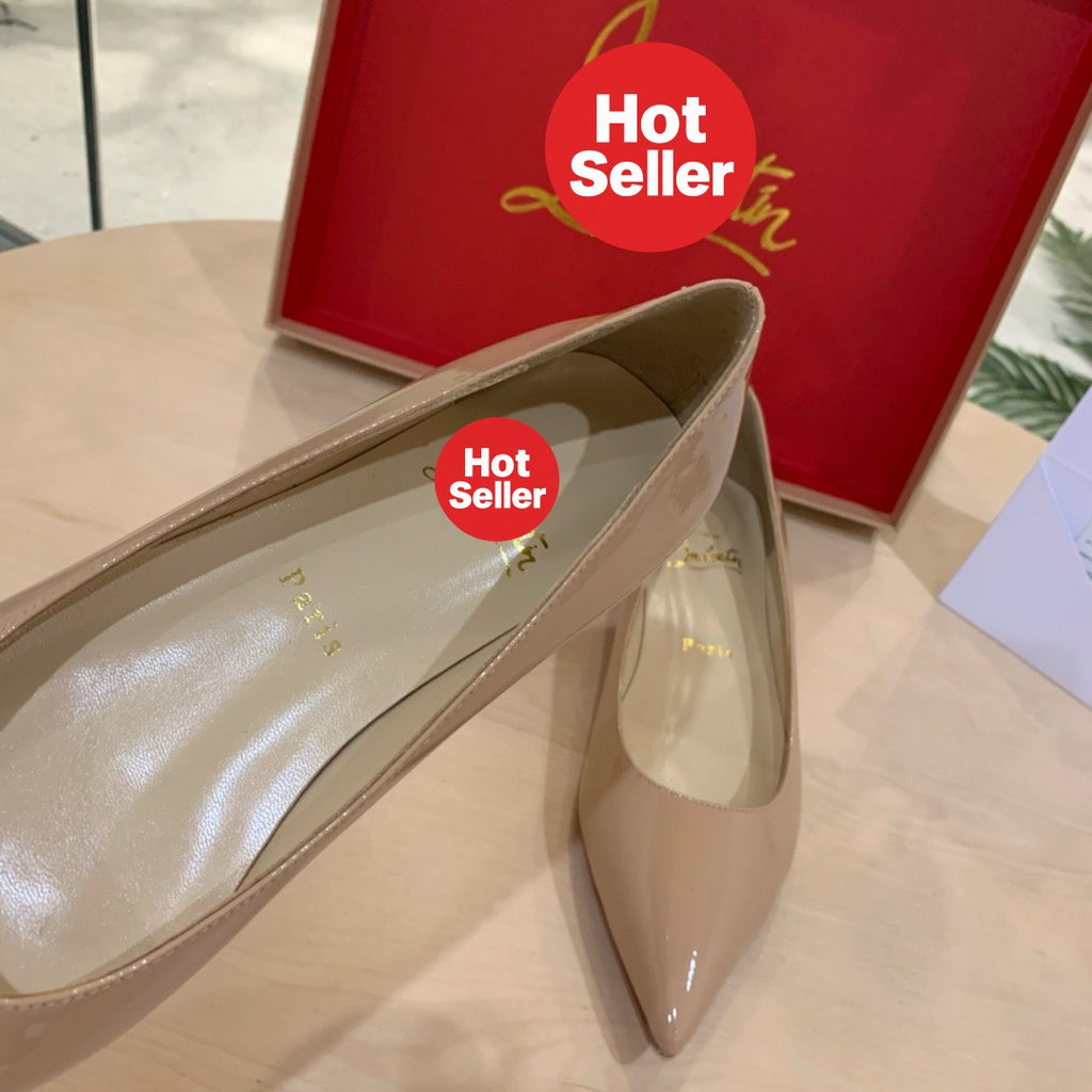 Nude patent leather flats