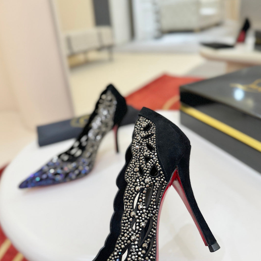 Cut-out pavé-set high heels, 10cm heel