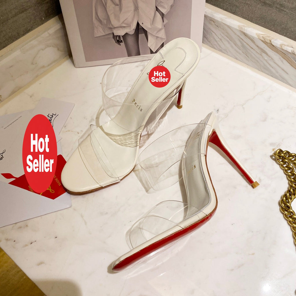 Clear high-heeled mules – 10cm heel