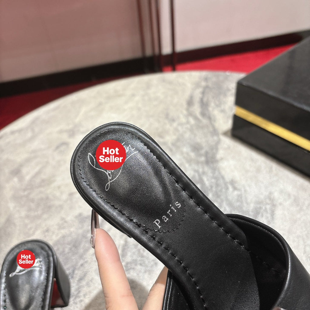 Black block-heel mules (5.5cm heel)