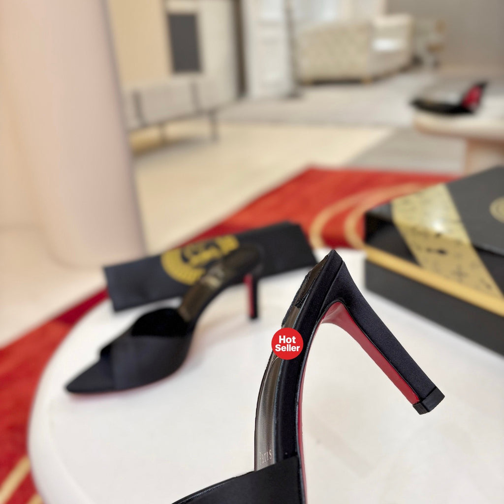 Elegant peep-toe high-heeled mules – 8.5cm heel