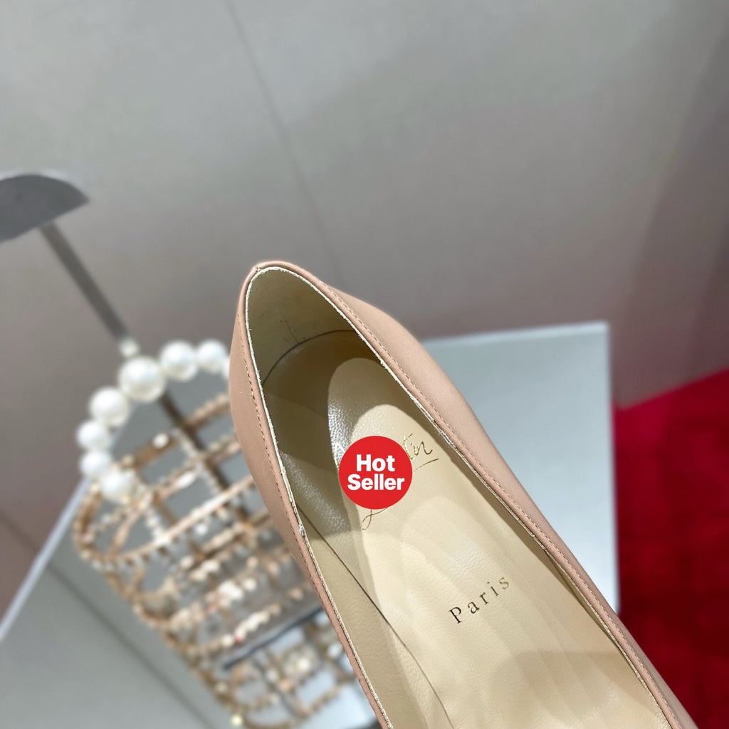 Apricot leather high heels, 8.5cm heel.