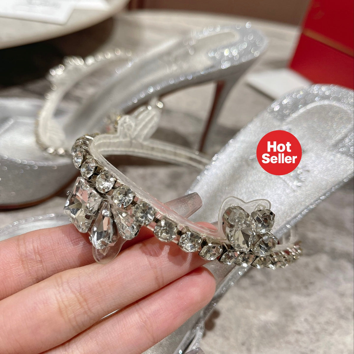 Silver chain high-heeled mules