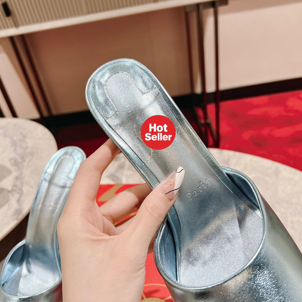 Peep-toe high-heeled mules (10cm heel)