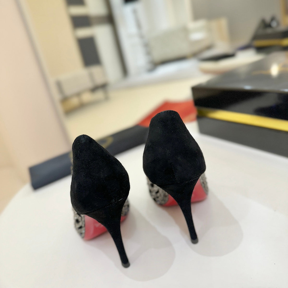 Cut-out pavé-set high heels, 10cm heel
