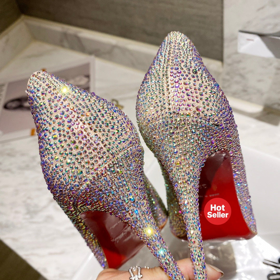 Starry Silver Full-Crystal High Heels (10cm Heel)