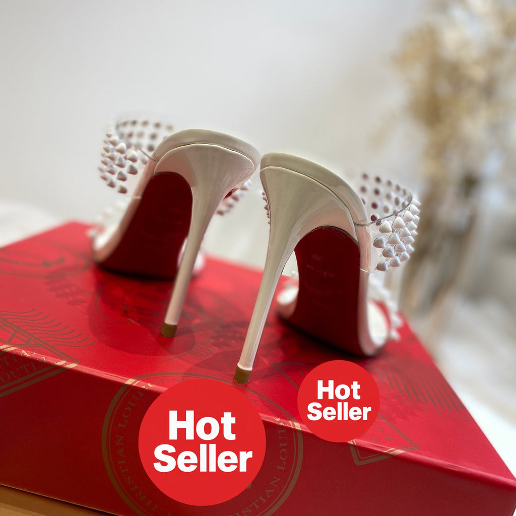 Studded PVC High-Heeled Mules (10cm Heel)